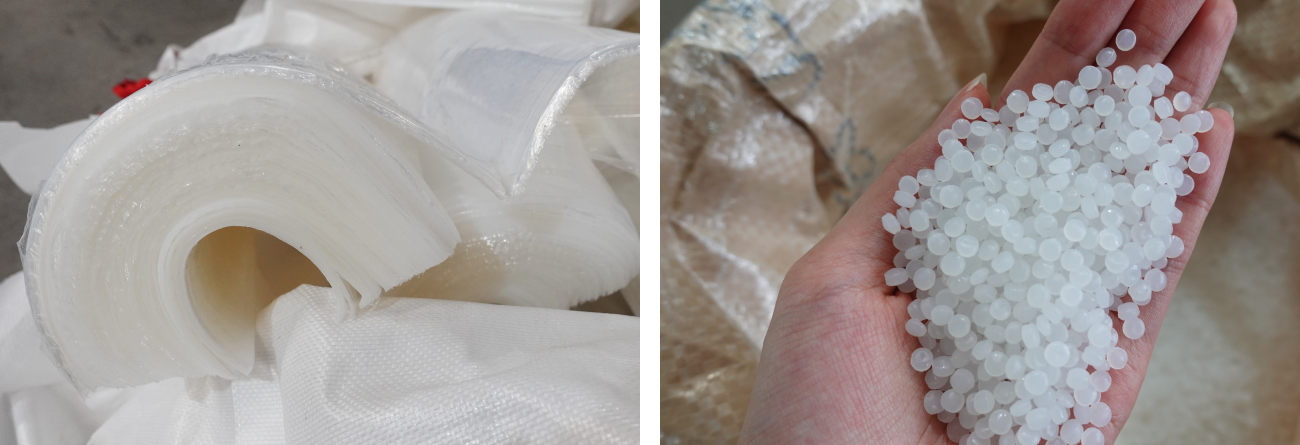 Stretch film waste reprocessed into high value recycled pellets with POLYSTAR machine